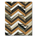 Geometric Ochre Chevron Angular Textured Rug