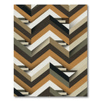 Geometric Ochre Chevron Angular Textured Rug