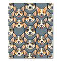 Cute Corgi Head Gray Tile Repeat Rug