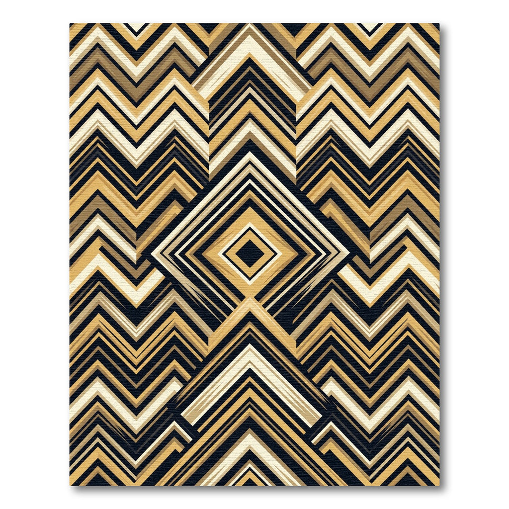 Golden Brown Chevron Geometric Diamond Rug