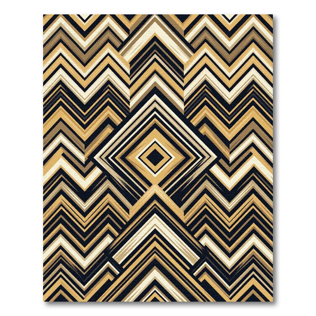 Golden Brown Chevron Geometric Diamond Rug