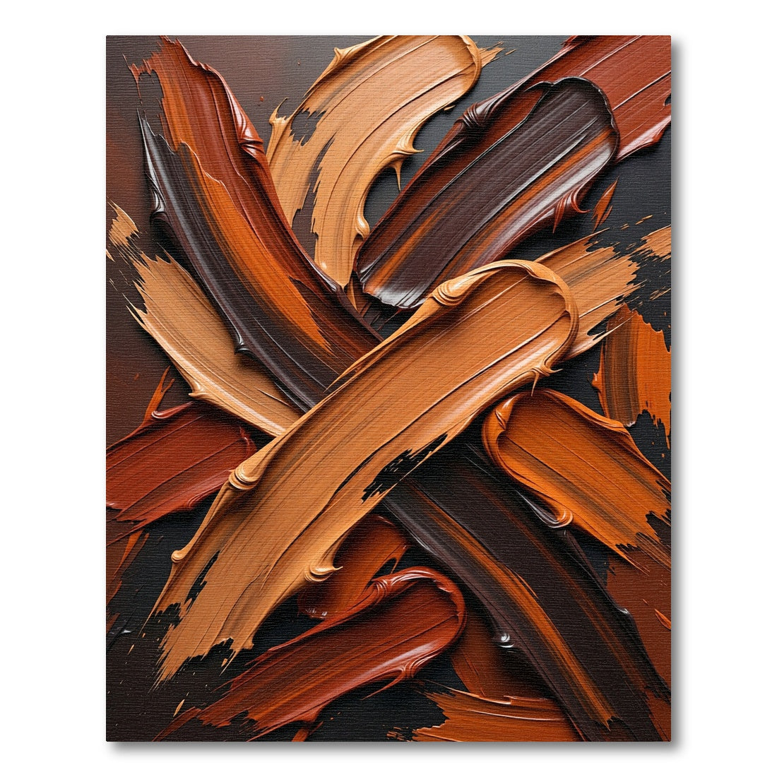 Abstract Earth Tone Brushstroke Swirl Rug