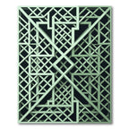 Sage Green Interlocking Linear Geometric Rug