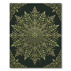 Sage Green Ornate Floral Mandala Rug