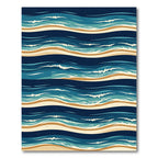 Coastal Azure Wavy Ocean Stripe Rug