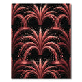 Red Art Deco Fountain Accent Rug