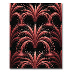 Red Art Deco Fountain Accent Rug