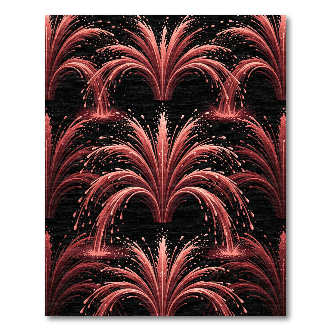 Red Art Deco Fountain Accent Rug
