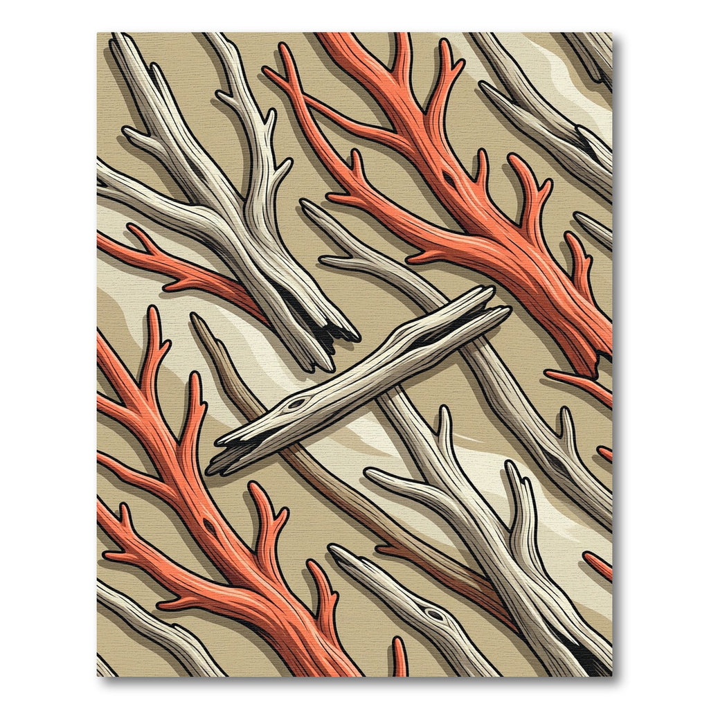 Abstract Coral Branch Earthy Tone Rug
