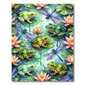 Whimsical Pond Frogs and Dragonflies Rug