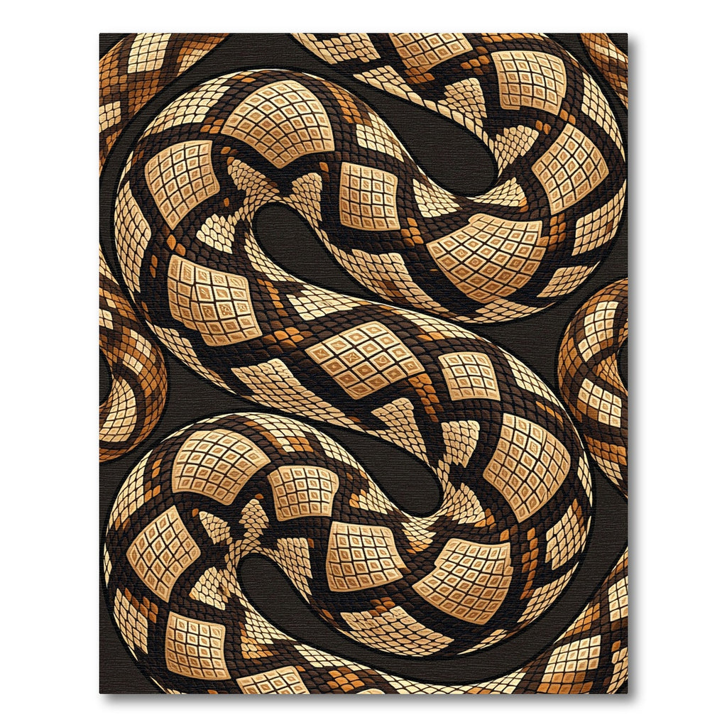 Coiled Serpent Brown Abstract Reptile Scale Rug