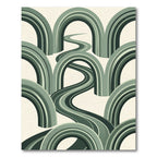 Retro Green Arches Winding Road Rug