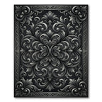 Ornate Silver Floral Scrollwork Rug