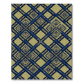 Geometric Navy Blue Gold Interlocking Tile Rug