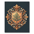 Ornate Green Leaf Crest Medallion Rug