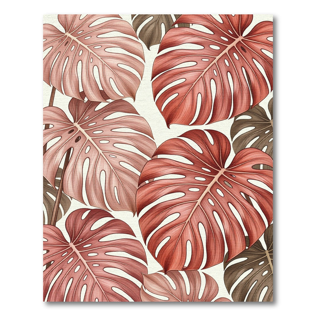 Tropical Terracotta Monstera Leaf Array Rug