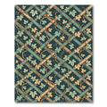 Teal Blue Lattice Ivy Vine Tapestry Rug