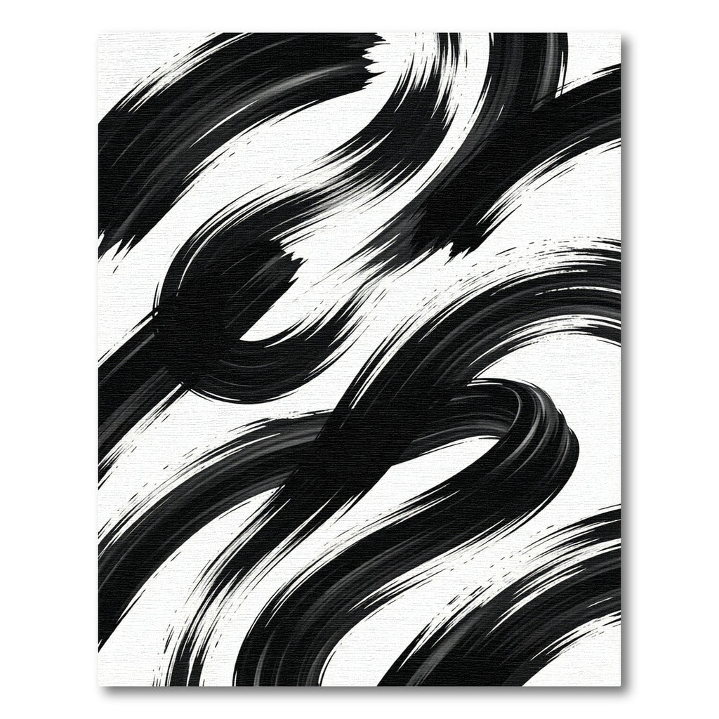 Bold Black Brushstroke Swirl Rug