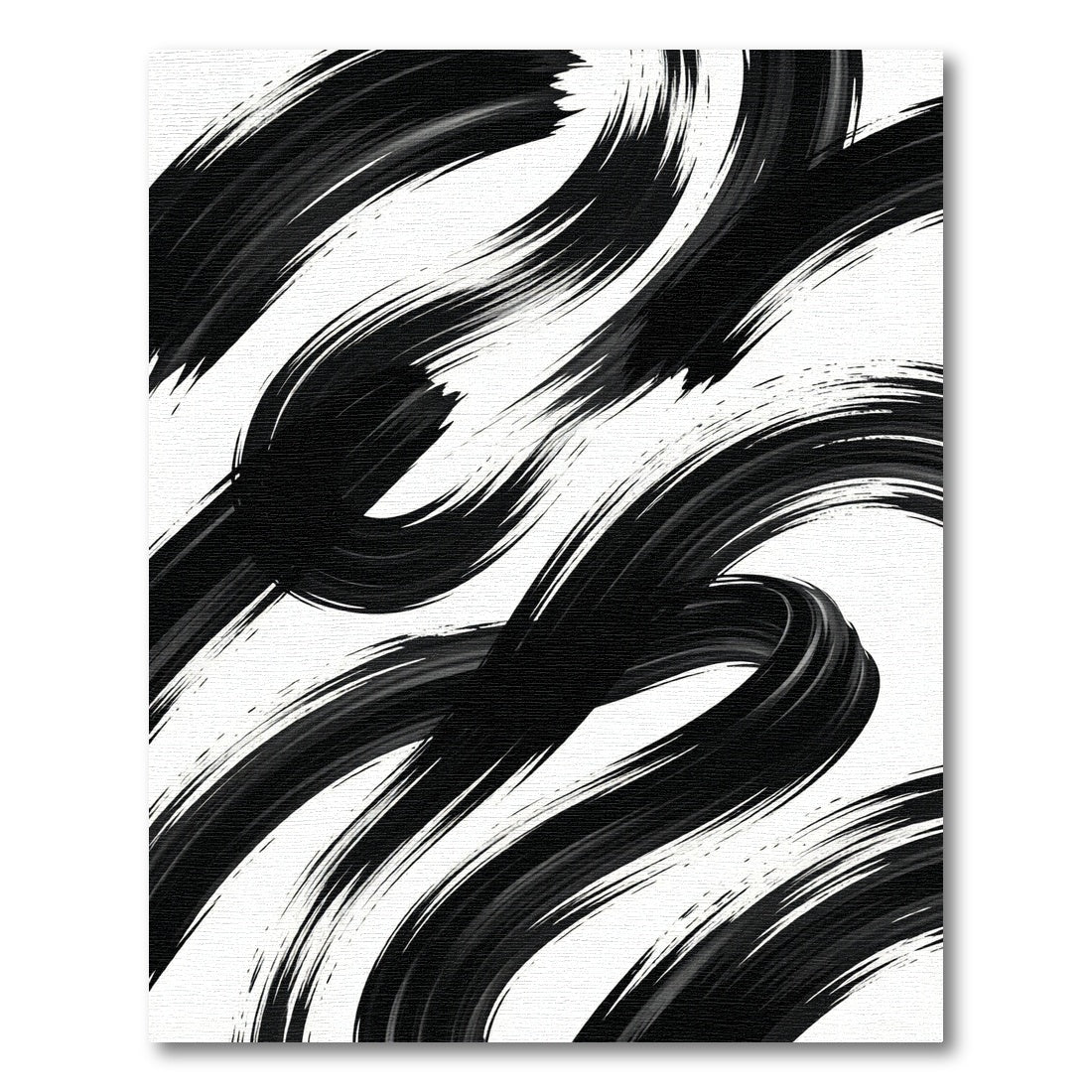 Bold Black Brushstroke Swirl Rug