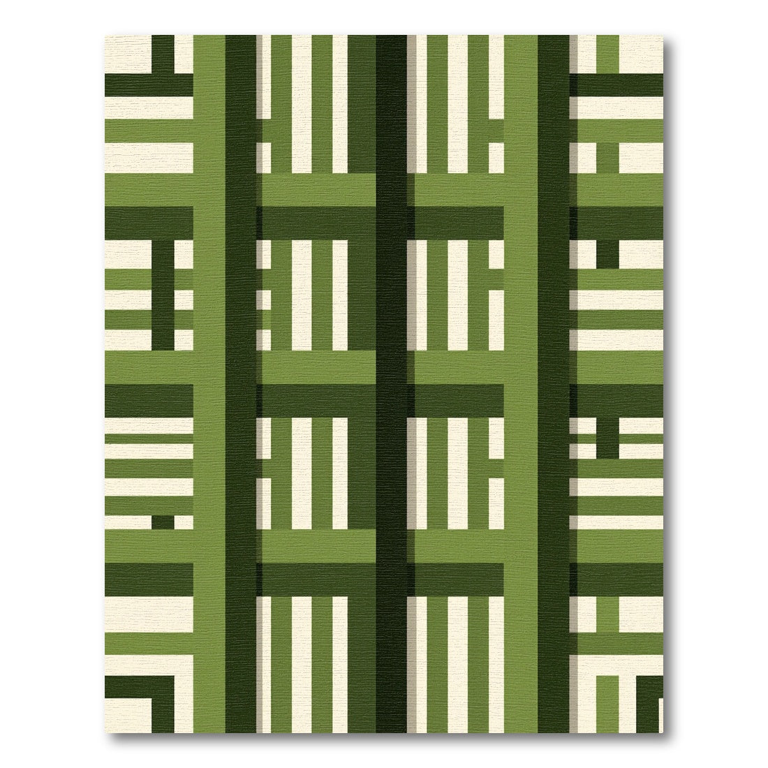 Abstract Green Stripe Geometric Rug