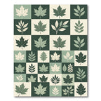 Sage Green Botanical Leaf Grid Rug