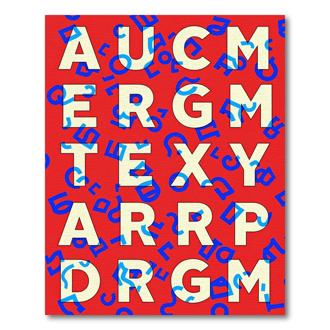 Red Bold Graphic Alphabet Arrangement Rug