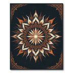 Ornate Terracotta Black Celestial Sun Medallion Rug