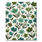 Teal Green Floral Botanical Composition Rug