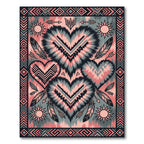 Tribal Heart Ikat Arrows Coral Gray Rug