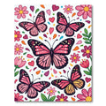 Pink Butterfly and Floral Confetti Meadow Rug