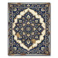 Ornate Blue Gold Floral Mandala Rug