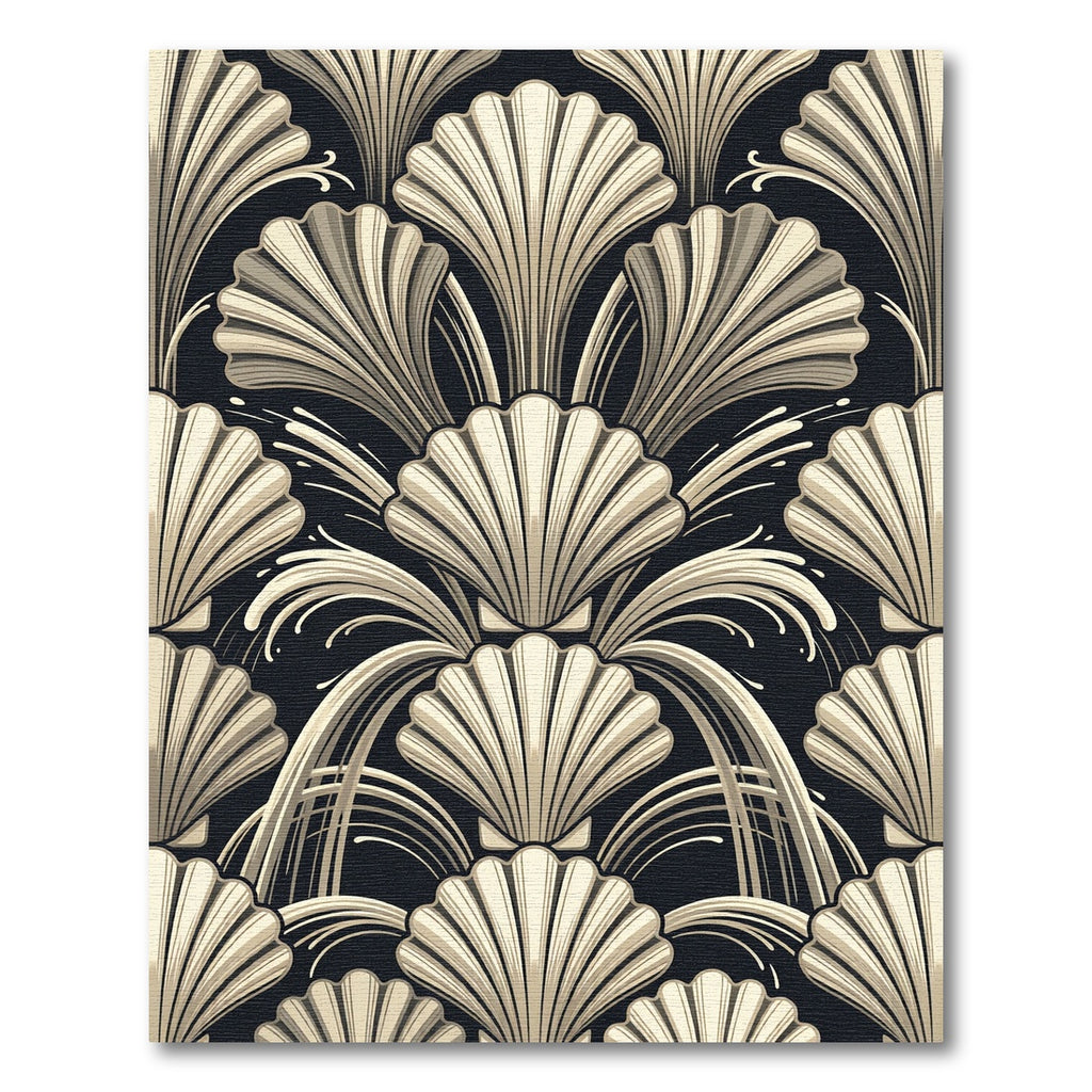 Art Deco Cream Shell Fountain Rug