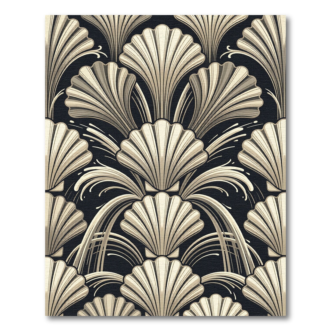 Art Deco Cream Shell Fountain Rug