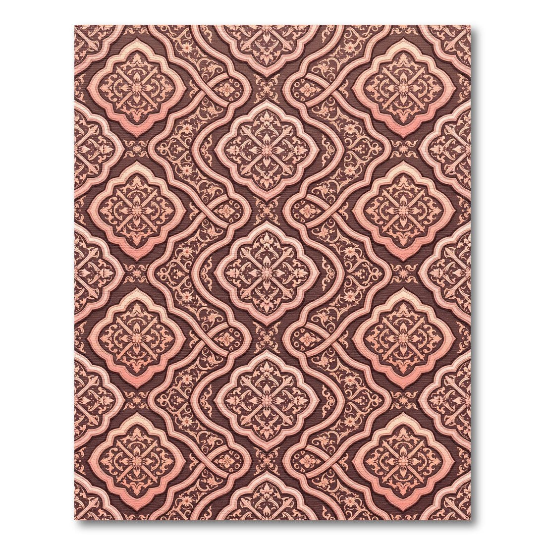 Rose Gold Quatrefoil Arabesque Pattern Rug