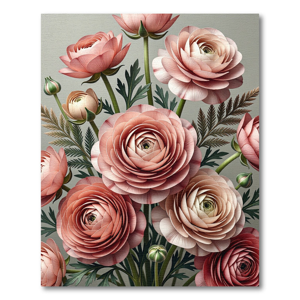 Soft Blush Ranunculus Floral Bouquet Rug