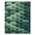 Green Blue Layered Scales Rug