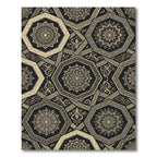 Sophisticated Gold Black Octagon Mandala Rug