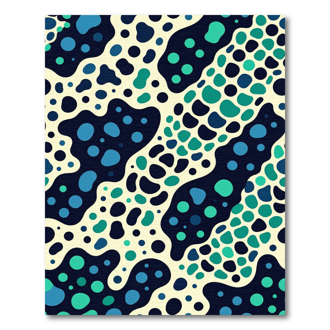 Abstract Teal Blue Fluid Polka Dot Rug