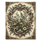 Elegant Cream Botanical Scroll Floral Art Rug