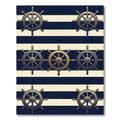 Navy and Cream Nautical Ship Wheel Rug