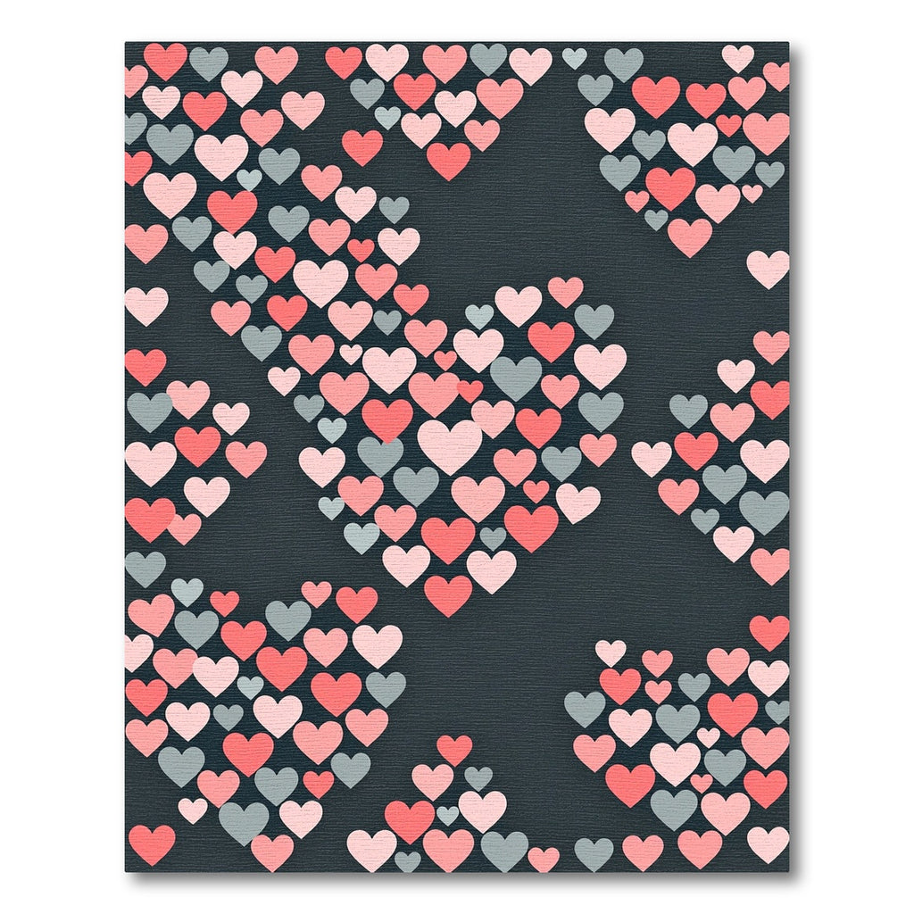 Playful Pink and Gray Heart Composition Rug