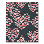 Playful Pink and Gray Heart Composition Rug