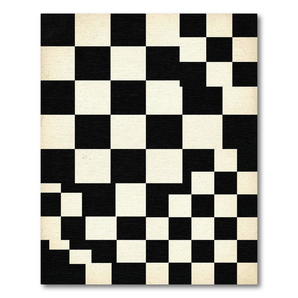 Minimalist Black and White Checkered Square Rug