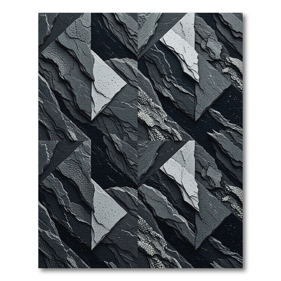 Modern Geometric Slate Grey Angular Mosaic Rug