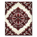 Crimson Baroque Scrollwork Ornate Medallion Rug