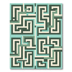 Geometric Teal and Cream Labyrinth Rug