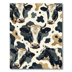 Black and Cream Whimsical Cow Faces Rug