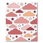 Whimsical Dusty Pink Starry Clouds Rug