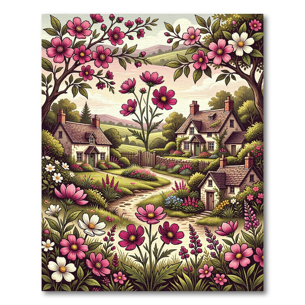 Enchanted Pink Floral Cottage Garden Rug