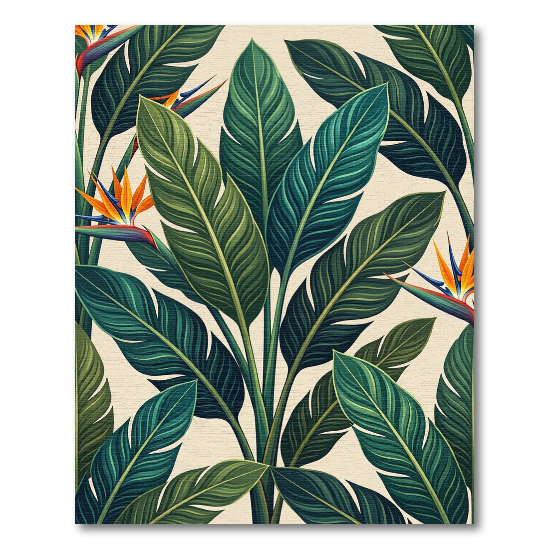 Lush Green Tropical Bird of Paradise Rug
